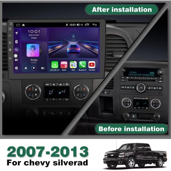 For Chevy Silverado GMC Sierra 07-13 Android 13 Stereo CarPlay - Picture 6 of 7